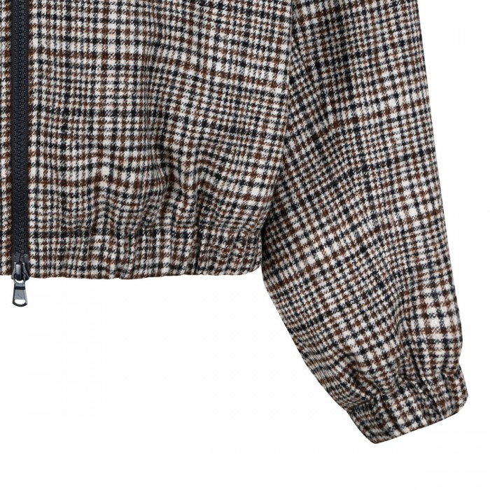 Check alpaca blend jacket