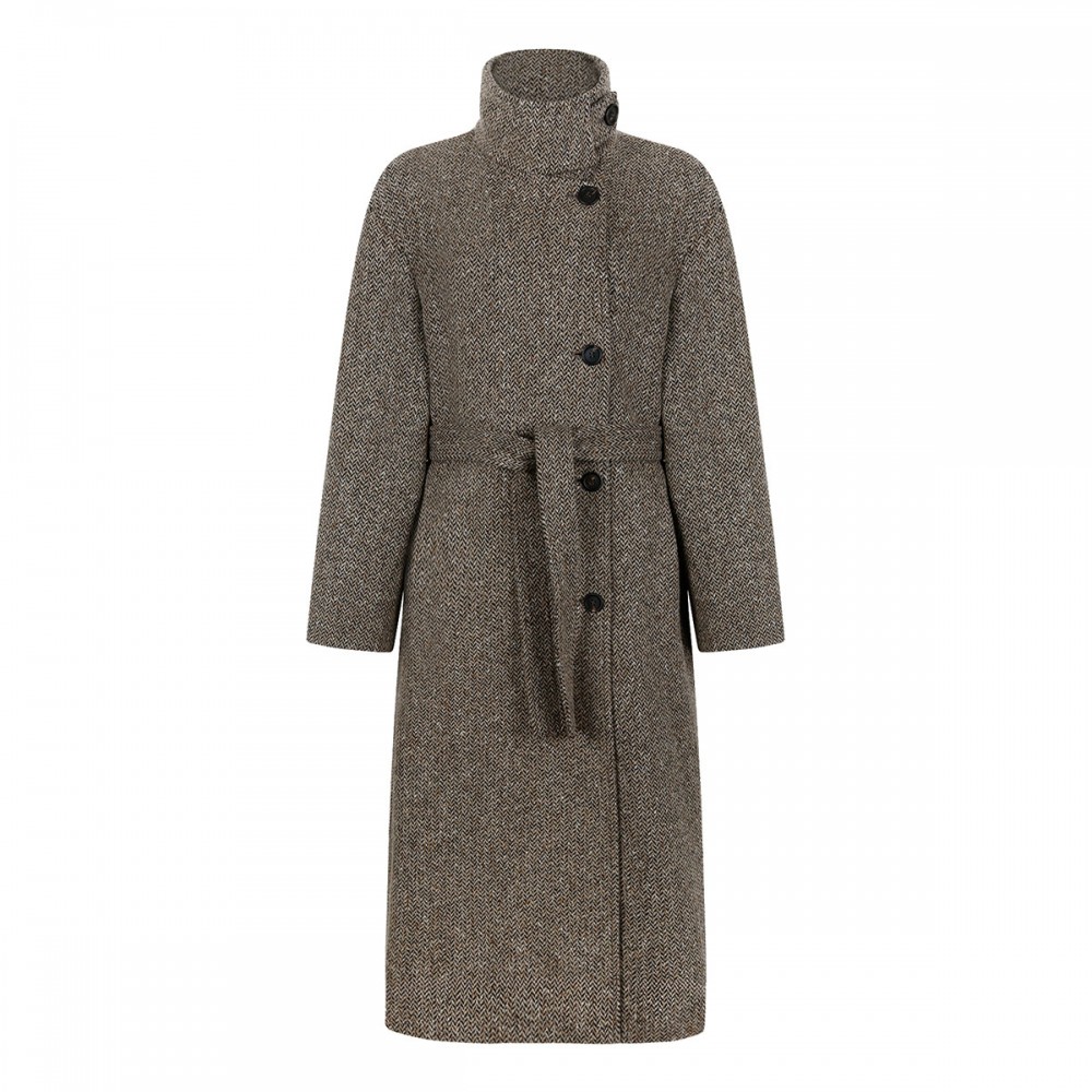 Sparkling virgin wool coat with monili