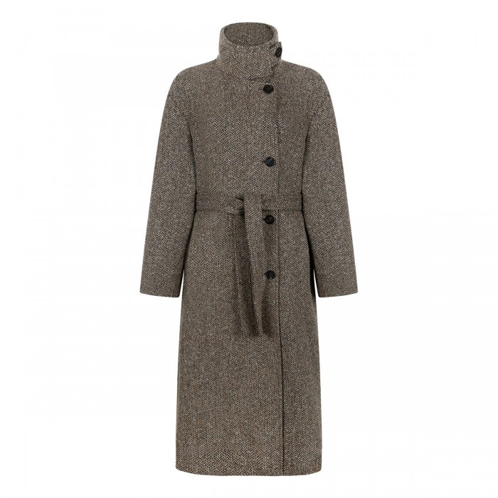Sparkling virgin wool coat with monili