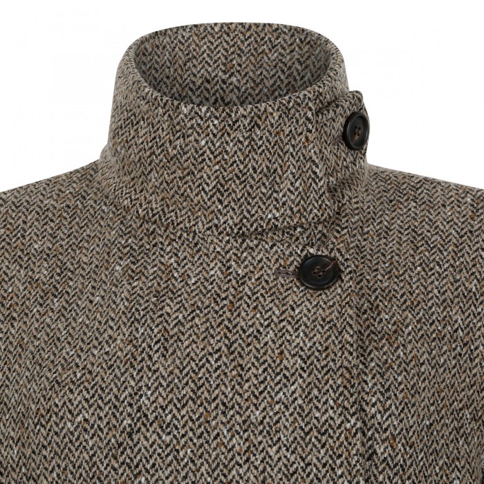 Sparkling virgin wool coat with monili