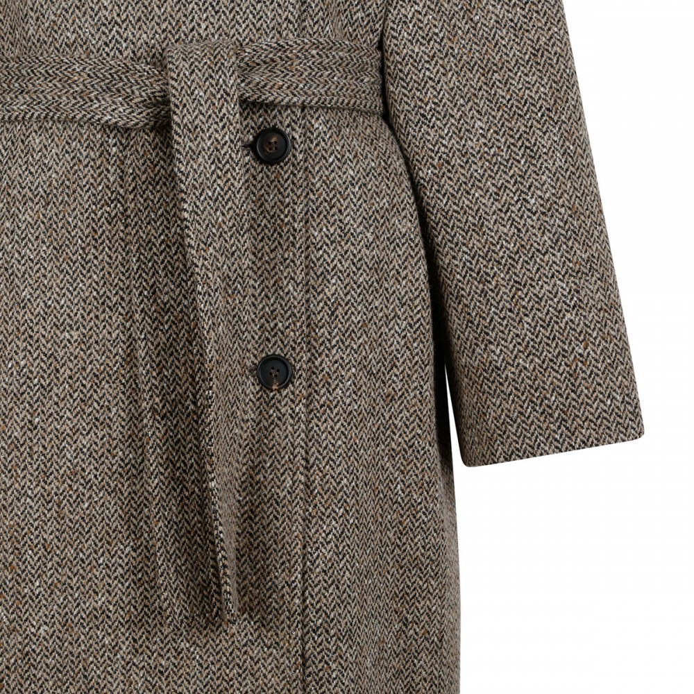 Sparkling virgin wool coat with monili