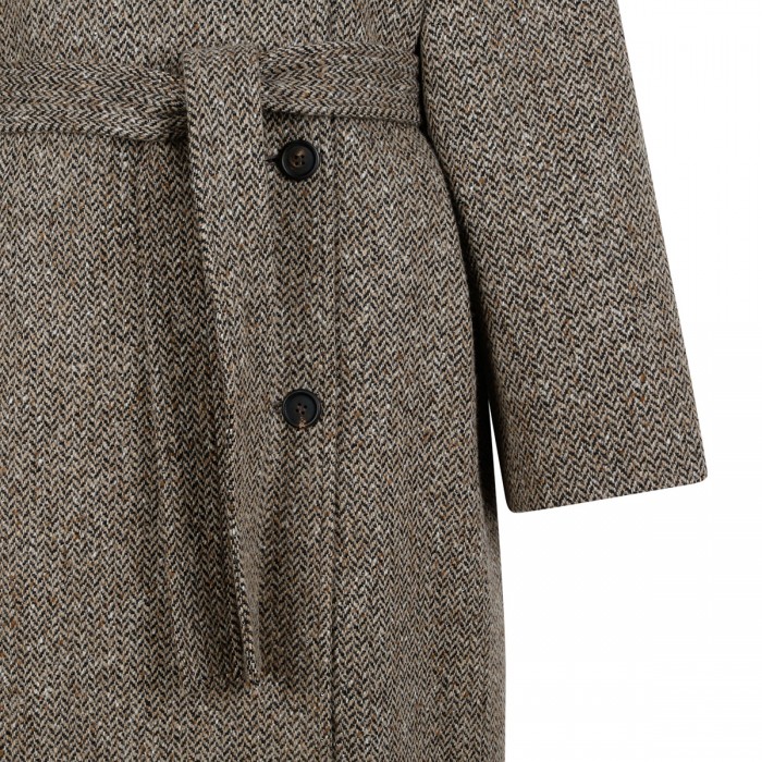 Sparkling virgin wool coat with monili