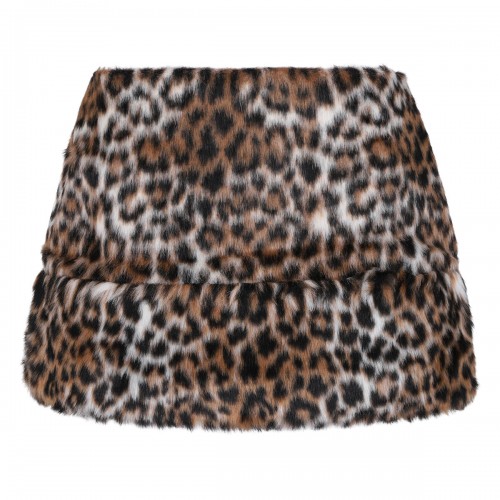 Faux fur leopard skirt
