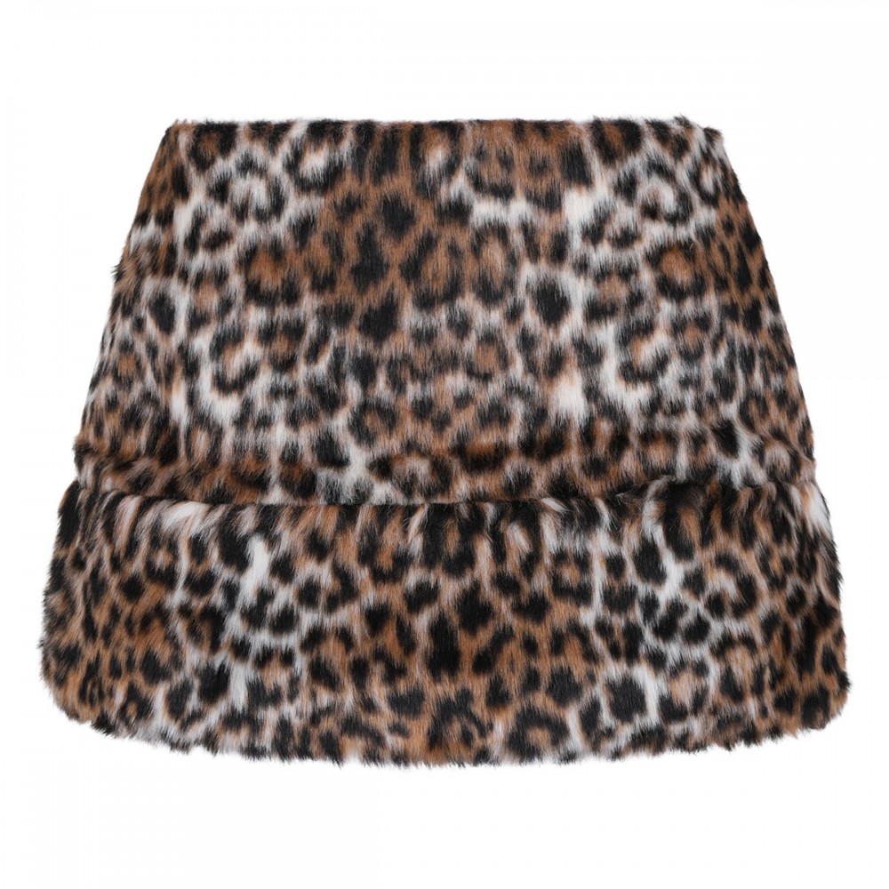 Faux fur leopard skirt