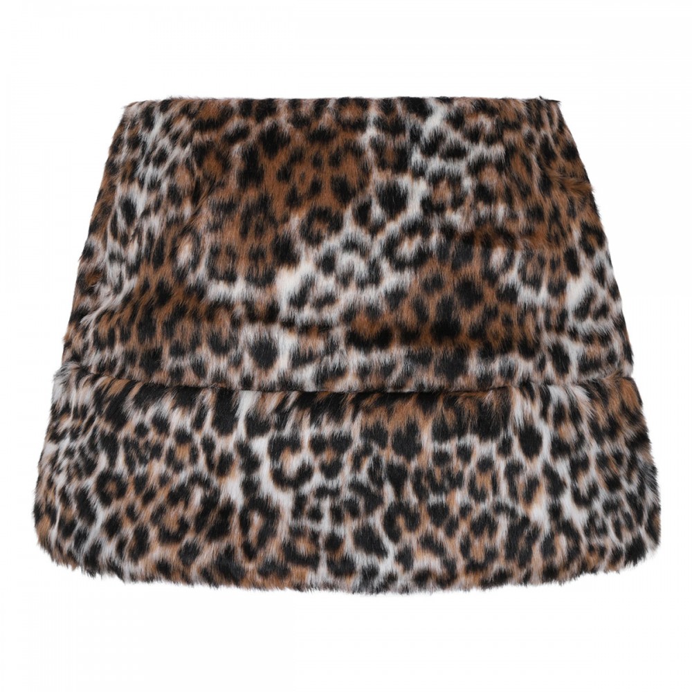 Faux fur leopard skirt