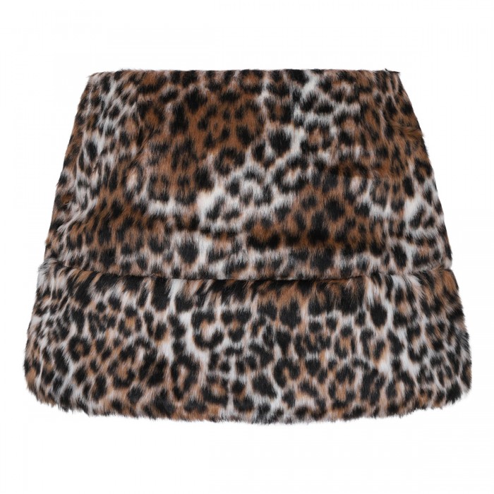 Faux fur leopard skirt