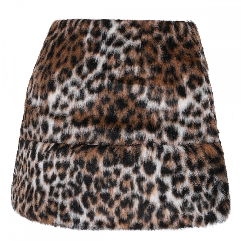 Faux fur leopard skirt