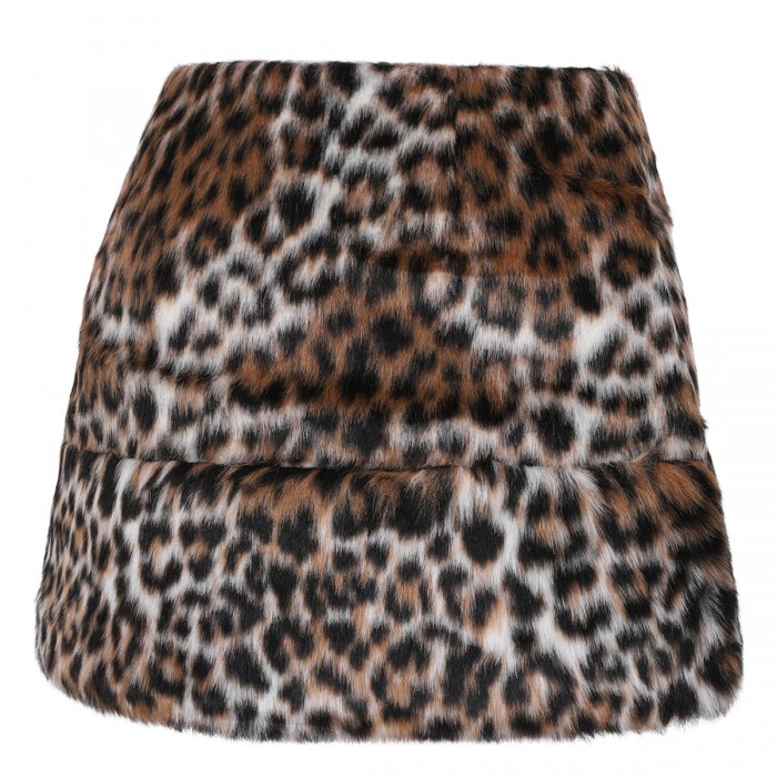 Faux fur leopard skirt