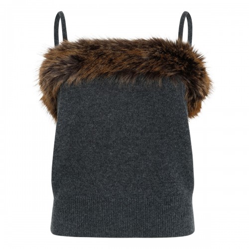 Faux fur lined knit tank
