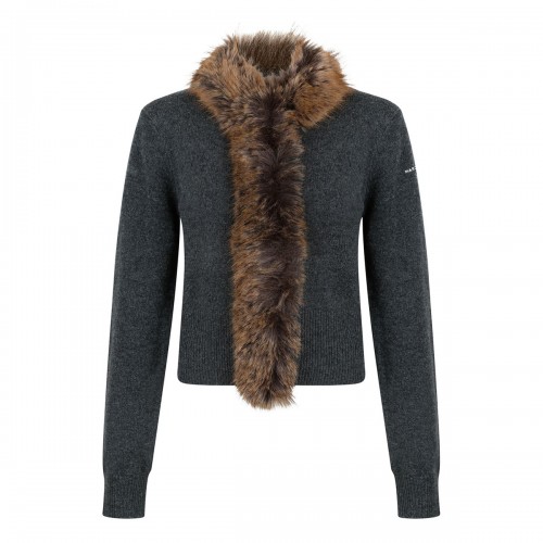 Faux fur lined cardigan