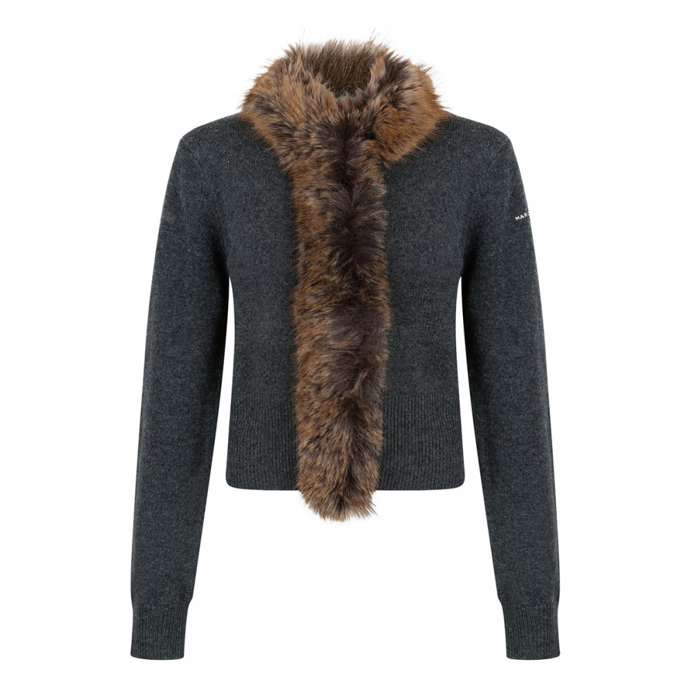 Faux fur lined cardigan