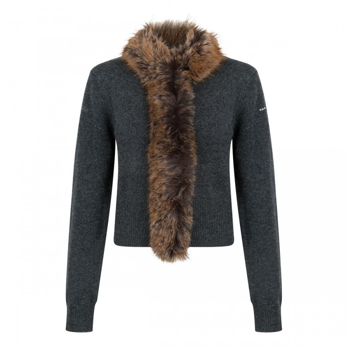 Faux fur lined cardigan