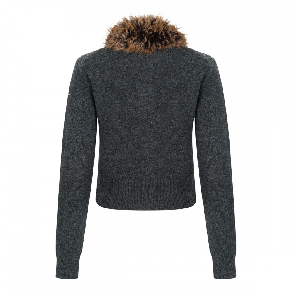 Faux fur lined cardigan