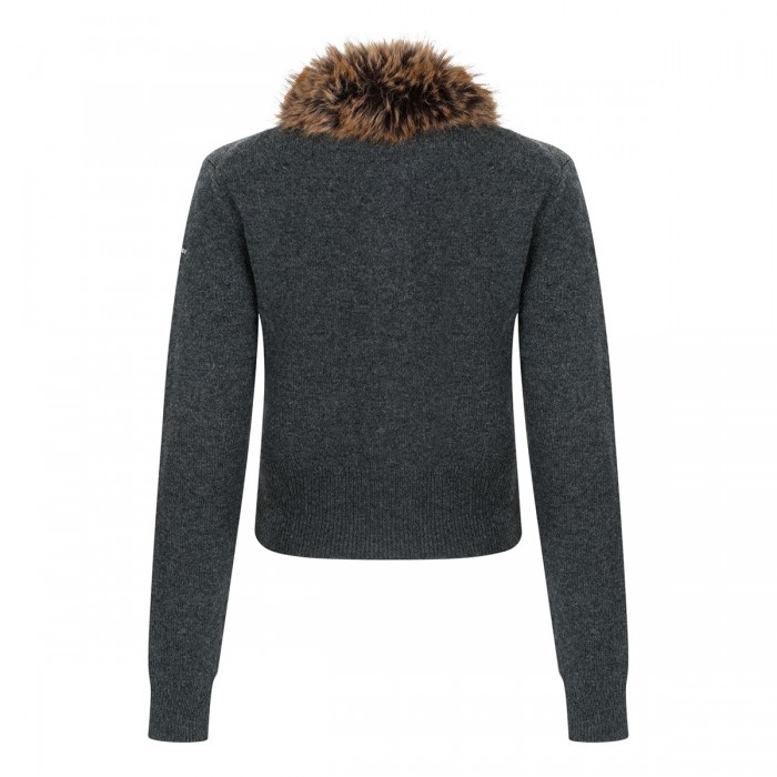 Faux fur lined cardigan