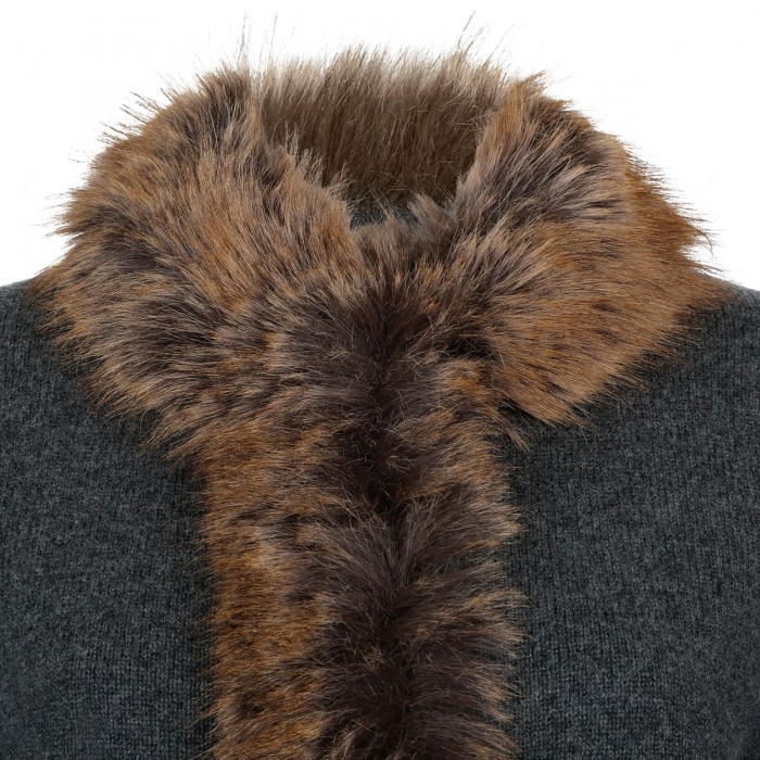 Faux fur lined cardigan
