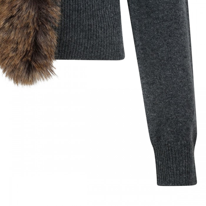 Faux fur lined cardigan