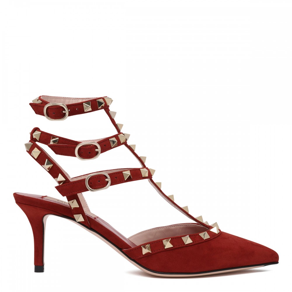 Rockstud ankle strap pumps