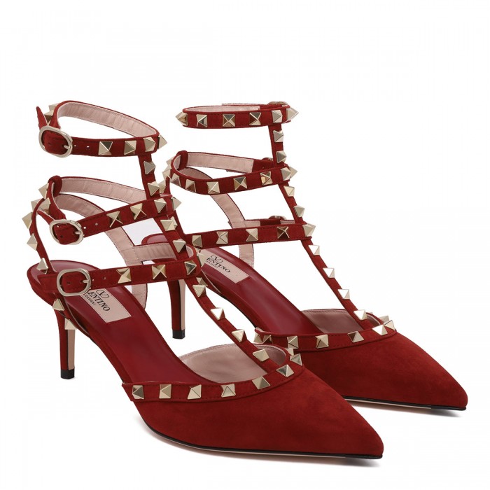 Rockstud ankle strap pumps