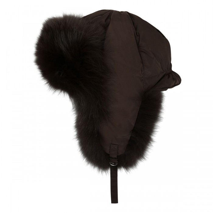 Tech fabric Ushanka with fox fur trims