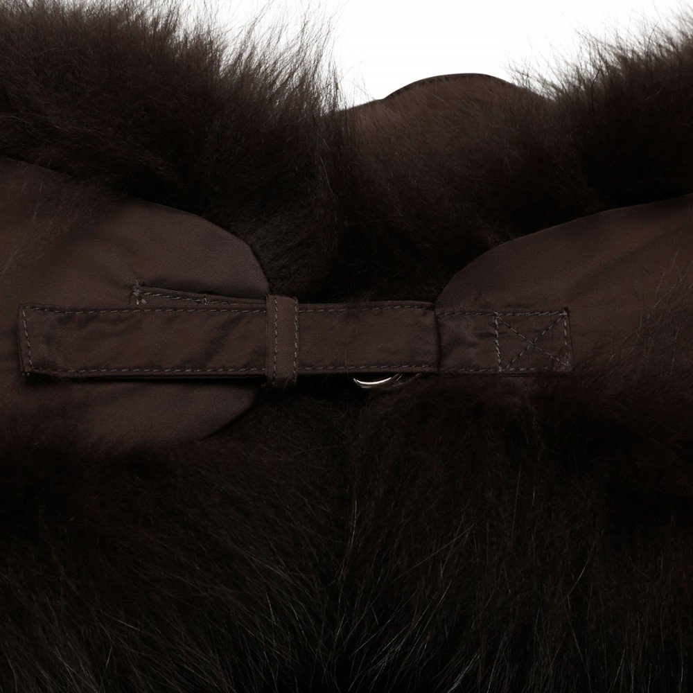 Tech fabric Ushanka with fox fur trims