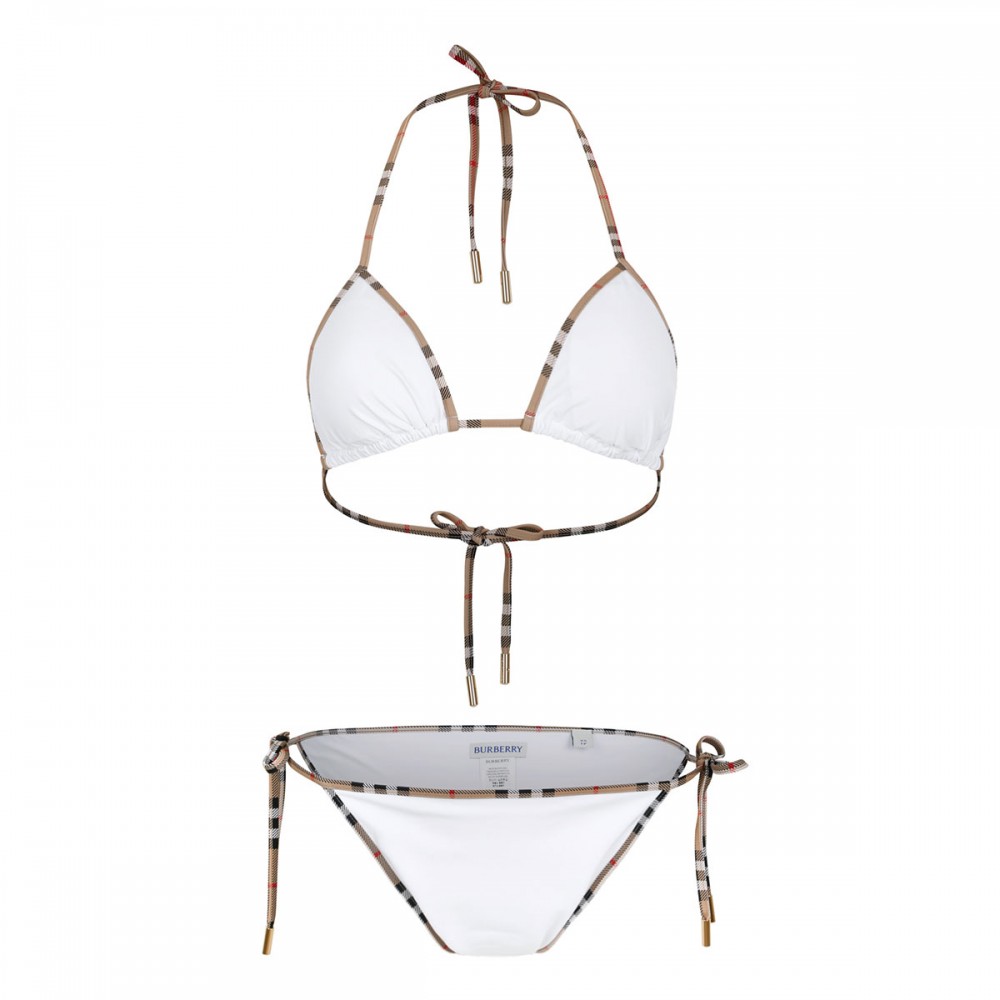 Check trim bikini set