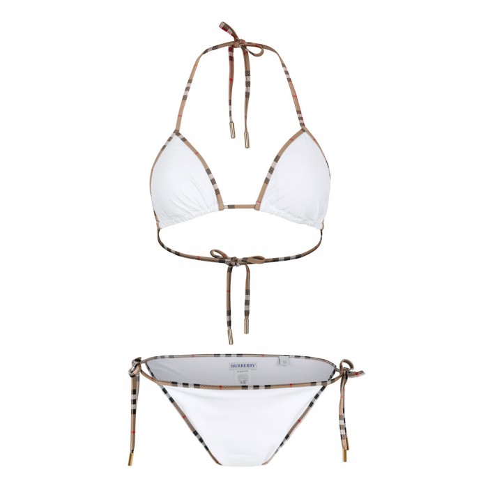 Check trim bikini set