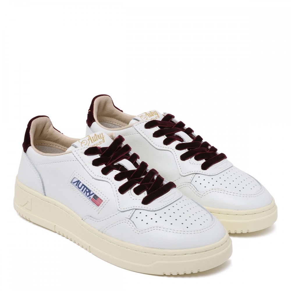 Medalist leather and velvet sneakers