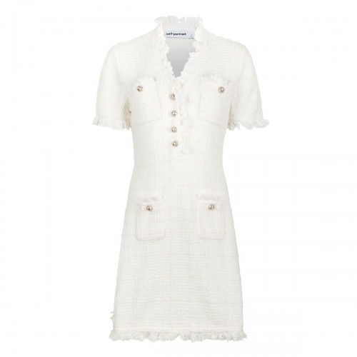 Cream textured knit mini dress
