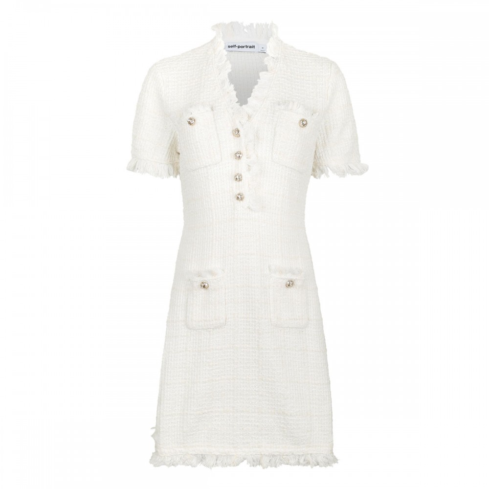 Cream textured knit mini dress