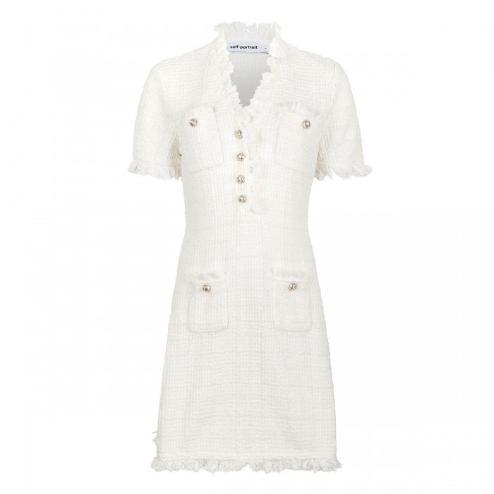 Cream textured knit mini dress