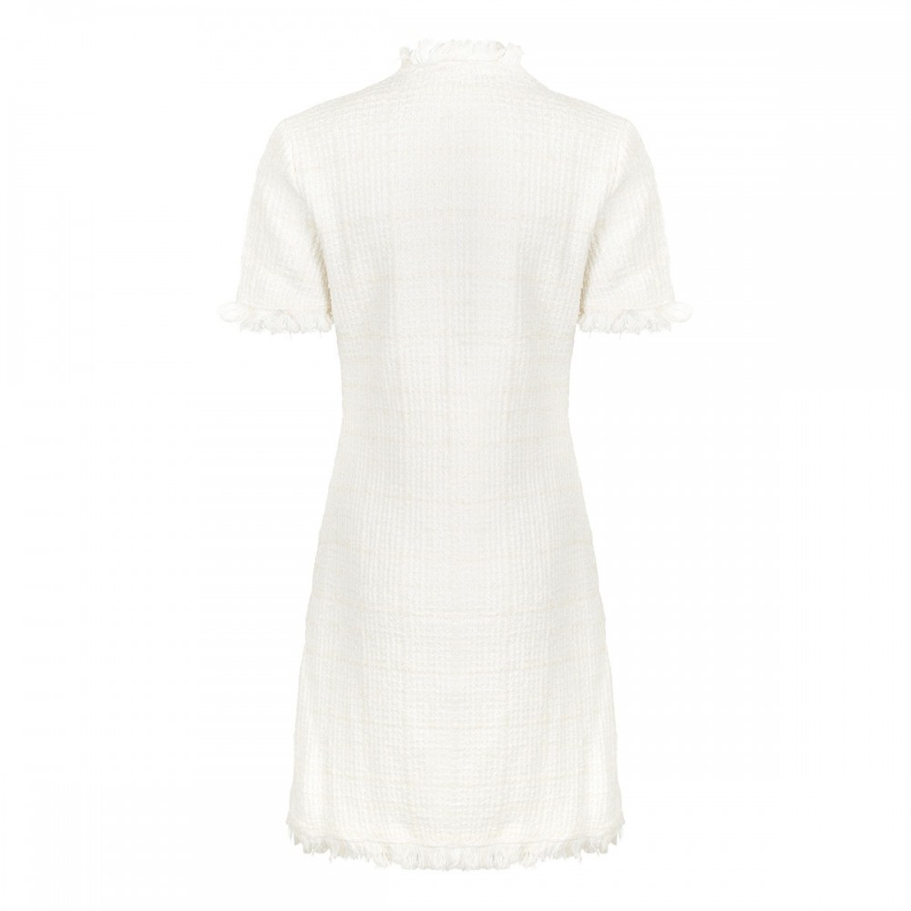 Cream textured knit mini dress