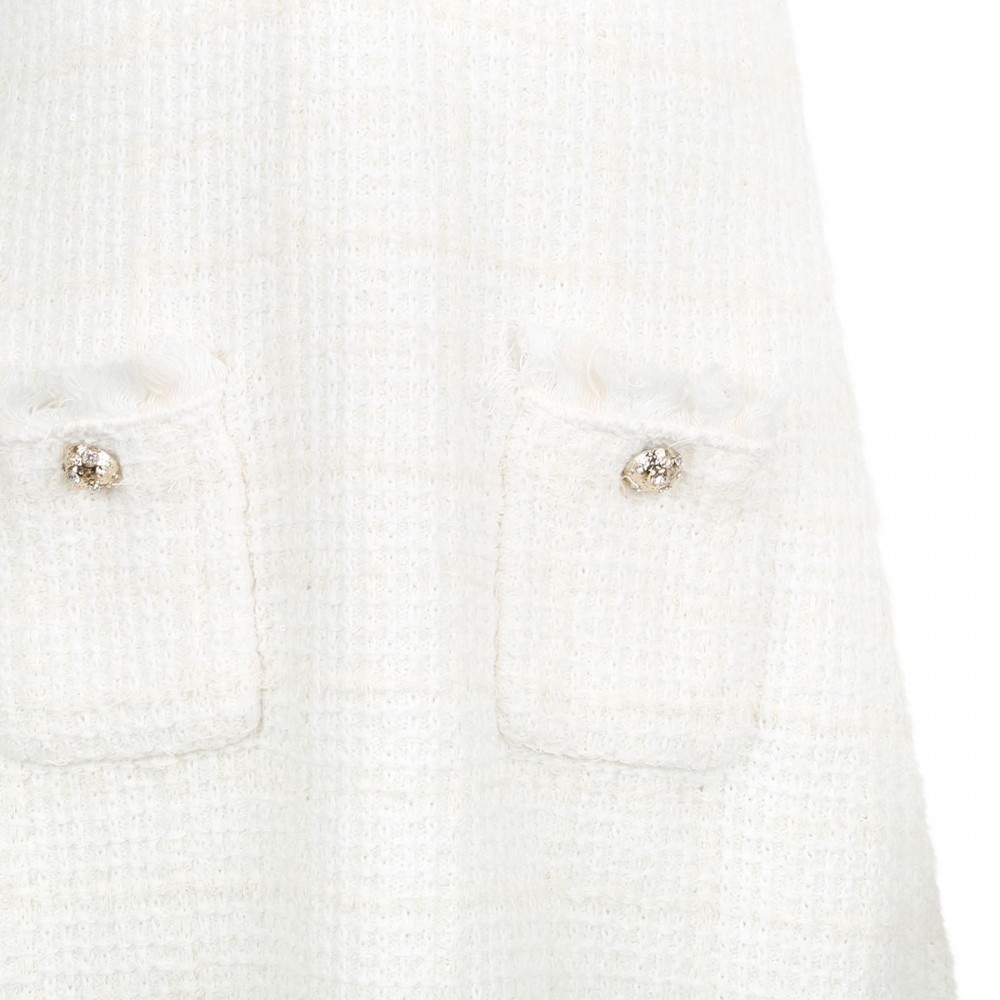 Cream textured knit mini dress