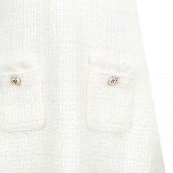 Cream textured knit mini dress