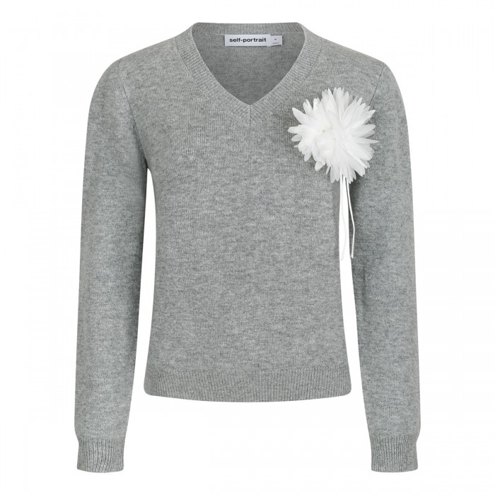 Gray flower wool jumper