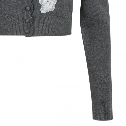 Gray lace flower knit cardigan 2
