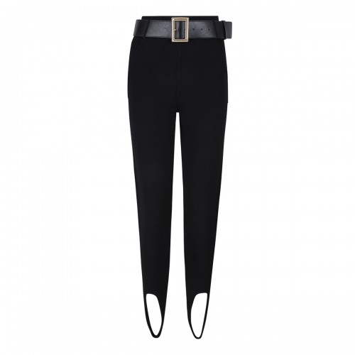 Black knit stirrup leggings