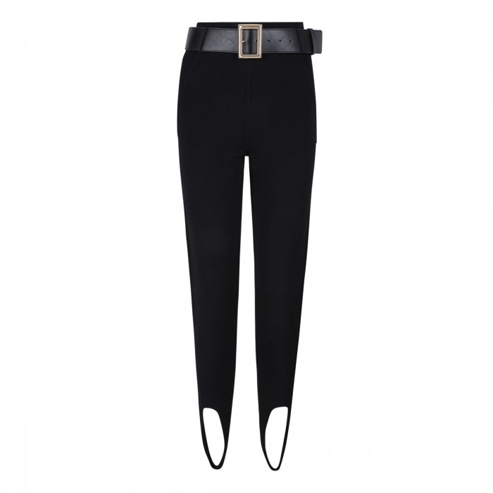 Black knit stirrup leggings