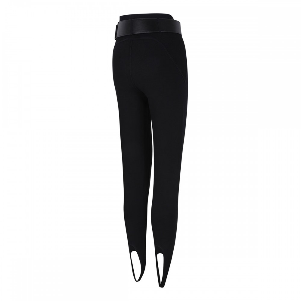Black knit stirrup leggings