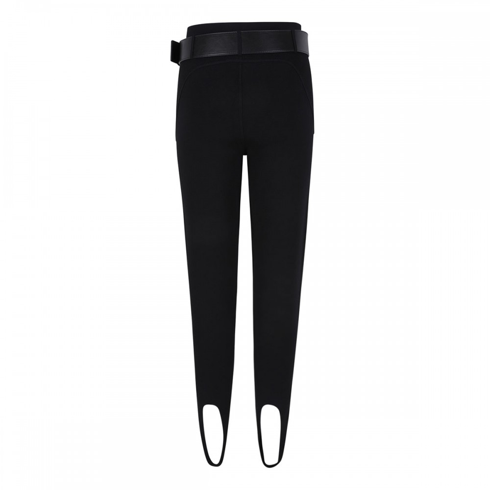 Black knit stirrup leggings