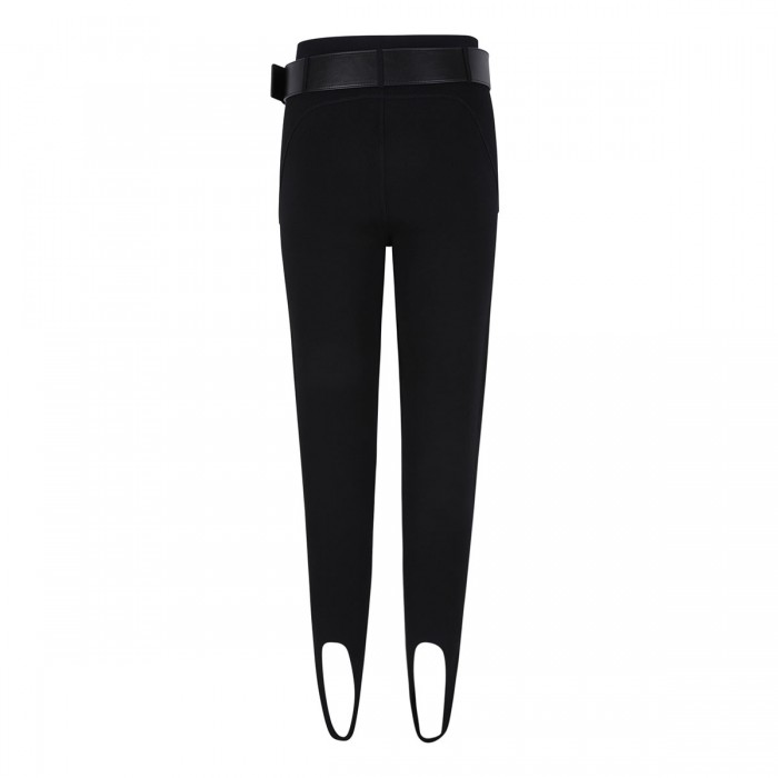 Black knit stirrup leggings