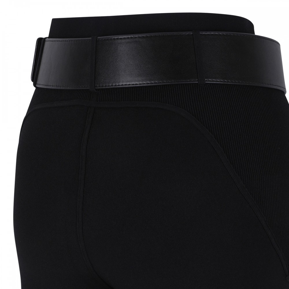 Black knit stirrup leggings