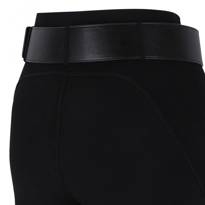 Black knit stirrup leggings