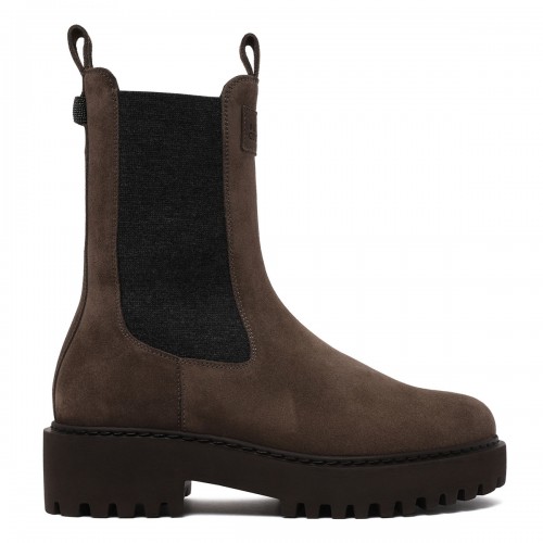 Suede booties with monili
