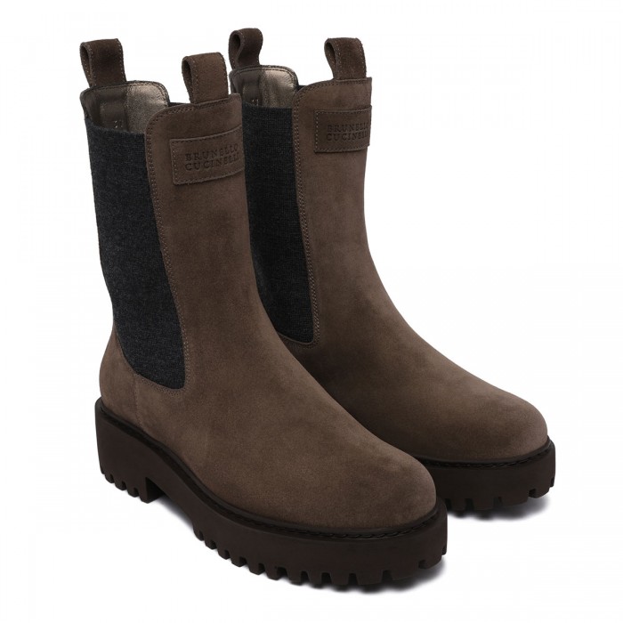 Suede booties with monili