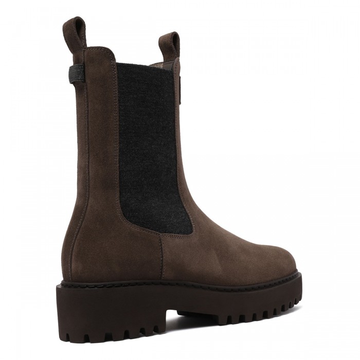 Suede booties with monili