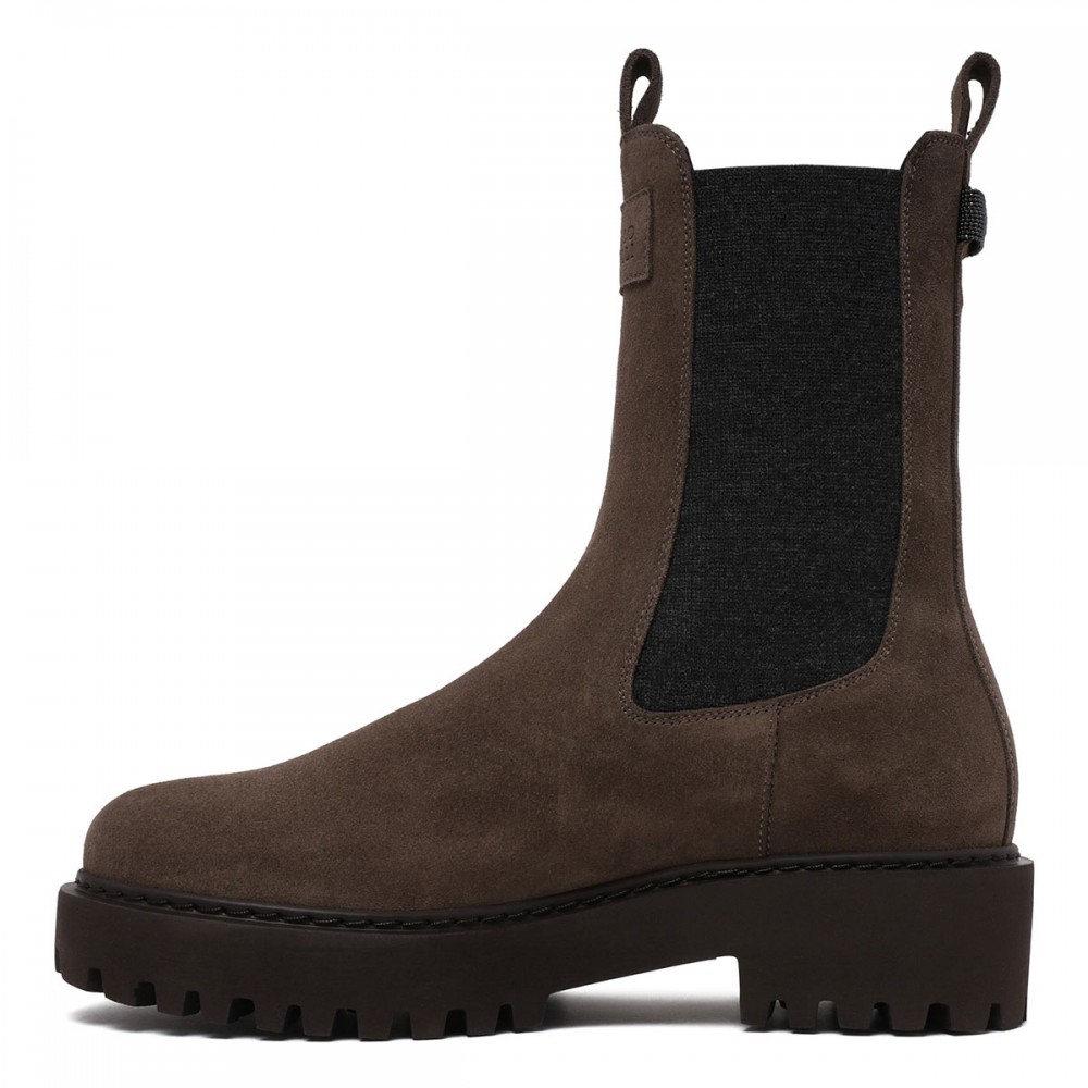 Suede booties with monili