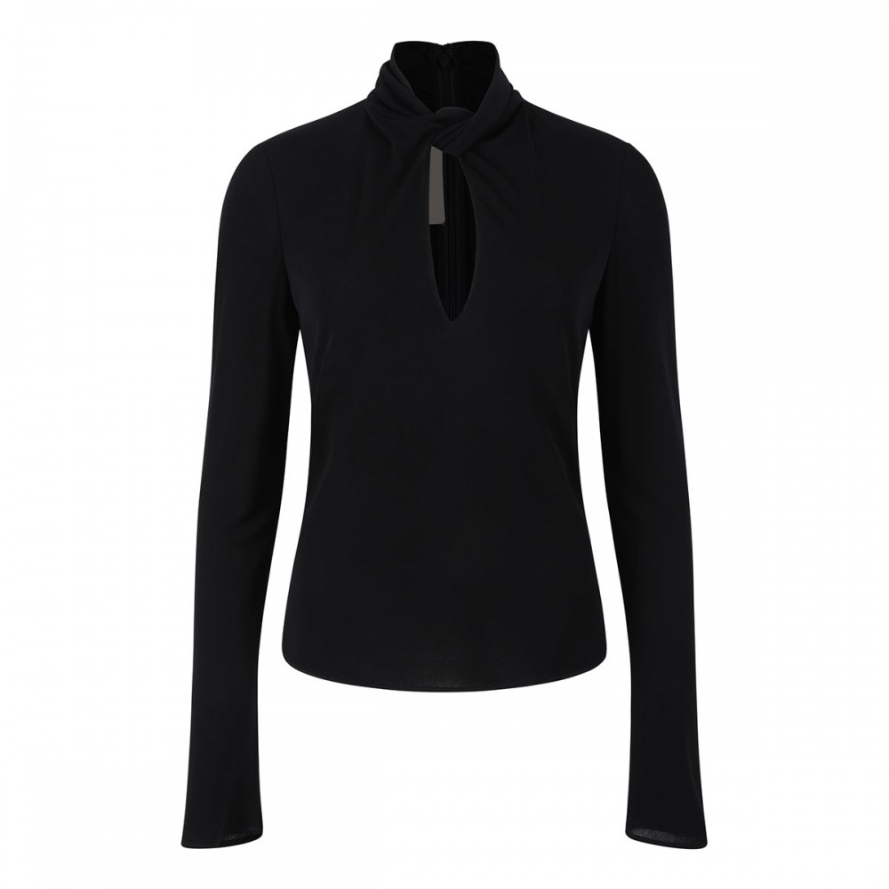 Black viscose turtleneck top