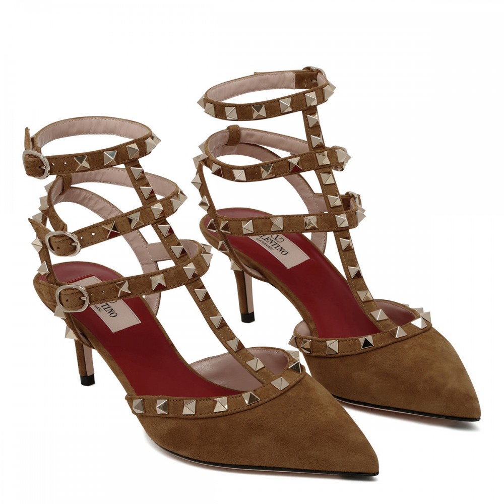 Rockstud ankle strap pumps