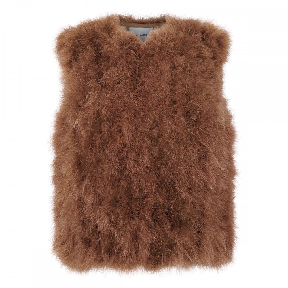 Brown feathers vest