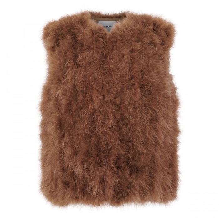 Brown feathers vest